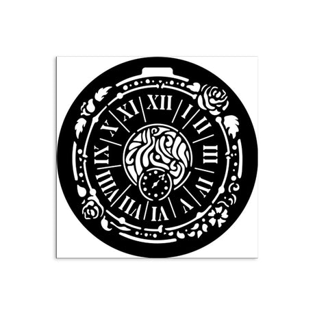 Thick Stencil 12 x 12 cm - House of Roses - Clock - 2 - Stamperia - Tidformera