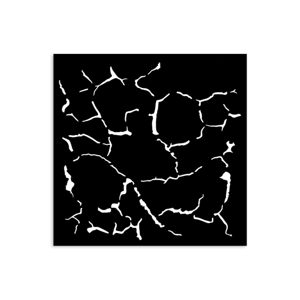 Thick Stencil 12 x 12 cm - Silent Sea - Crackle Pattern - 2 - Stamperia - Tidformera