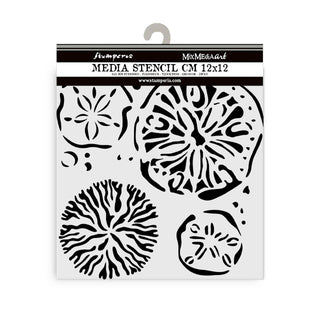 Thick Stencil 12 x 12 cm - Silent Sea - Sponges från Stamperia - Tidformera