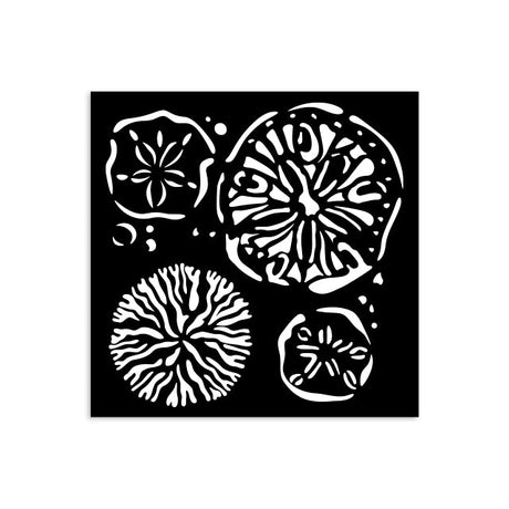 Thick Stencil 12 x 12 cm - Silent Sea - Sponges - 2 - Stamperia - Tidformera
