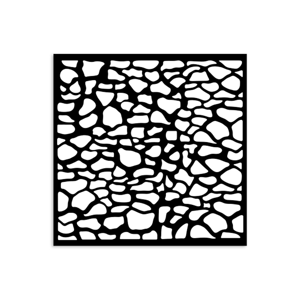 Thick Stencil 12 x 12 cm - Silent Sea - Stones Pattern - 2 - Stamperia - Tidformera