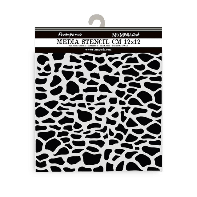 Thick Stencil 12 x 12 cm - Silent Sea - Stones Pattern från Stamperia - Tidformera