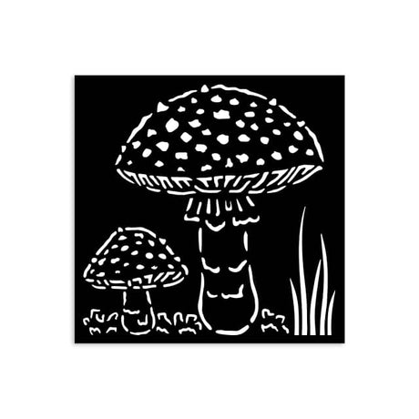 Thick Stencil 12 x 12 cm - Whispering Woods - Mushrooms - 2 - Stamperia - Tidformera