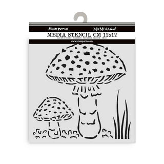 Thick Stencil 12 x 12 cm - Whispering Woods - Mushrooms - 1 - Stamperia - Tidformera