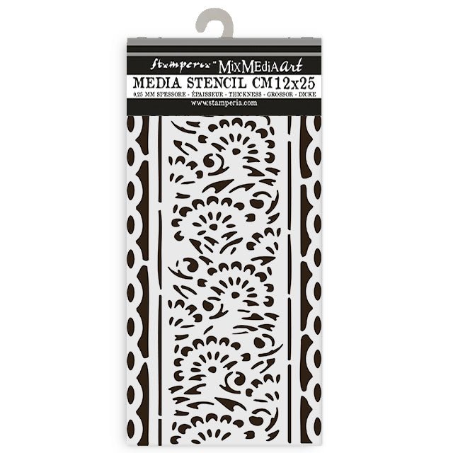 Thick Stencil 12 x 25 cm - Art of Travelling - Stripes - 2 - Stamperia - Tidformera
