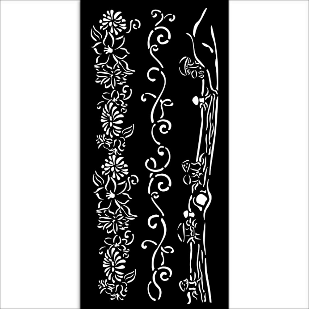 Thick Stencil 12 x 25 cm - Hidden Grove - Borders - 2 - Stamperia - Tidformera