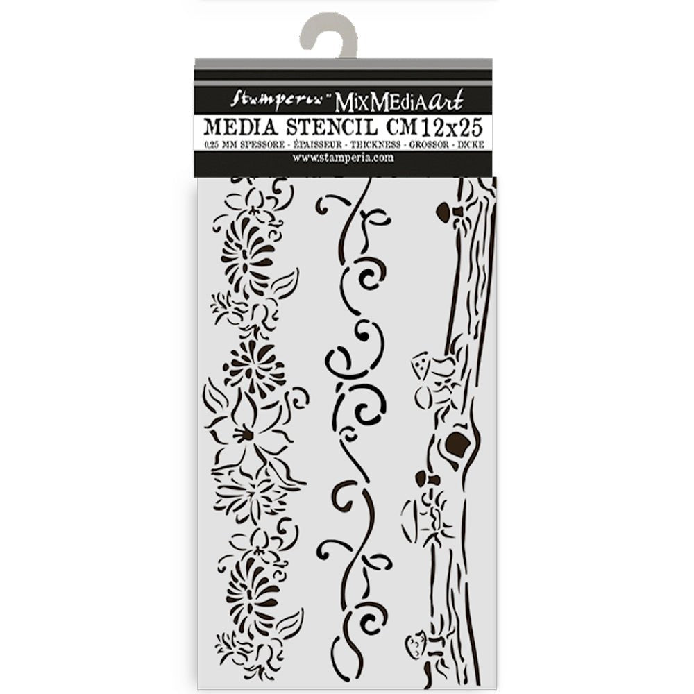Thick Stencil 12 x 25 cm - Hidden Grove - Borders - 1 - Stamperia - Tidformera