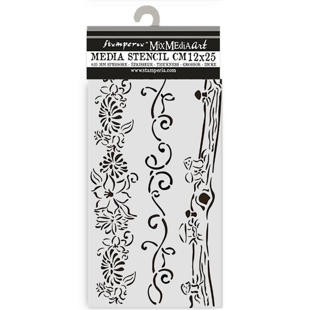Thick Stencil 12 x 25 cm - Hidden Grove - Borders - 1 - Stamperia - Tidformera
