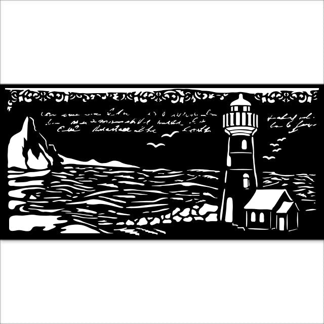 Thick Stencil 12 x 25 cm - Silent Sea - Lighthouse - 2 - Stamperia - Tidformera