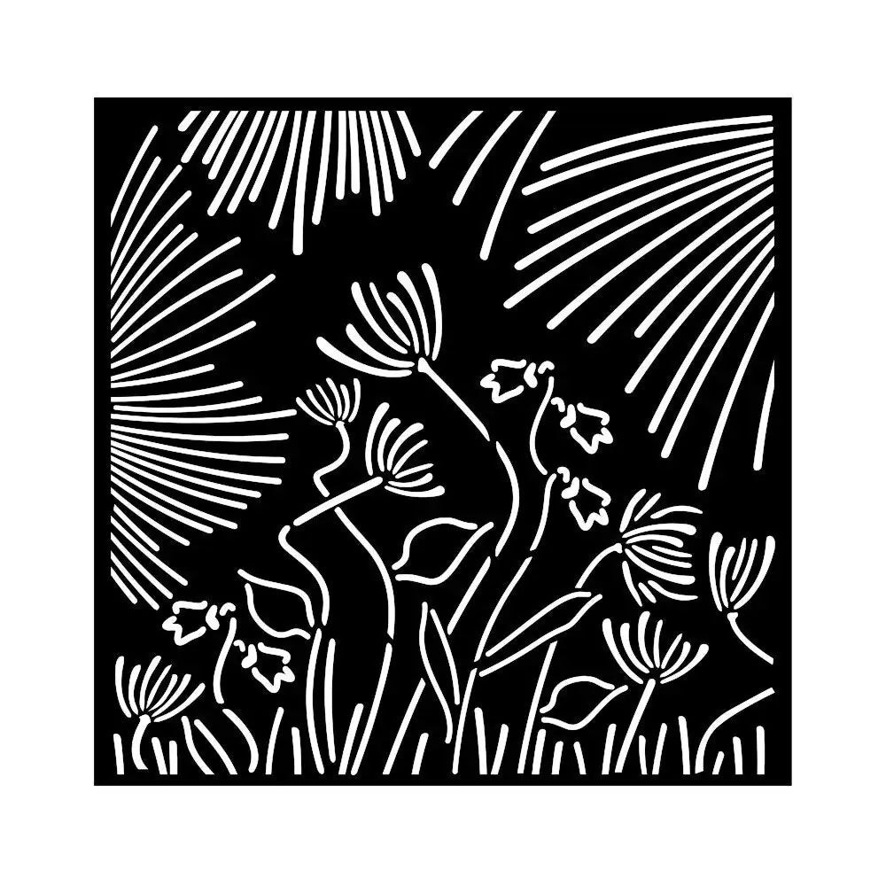 Thick Stencil 18 x 18 cm - Forest - Abstract Flowers - 1 - Stamperia - Tidformera