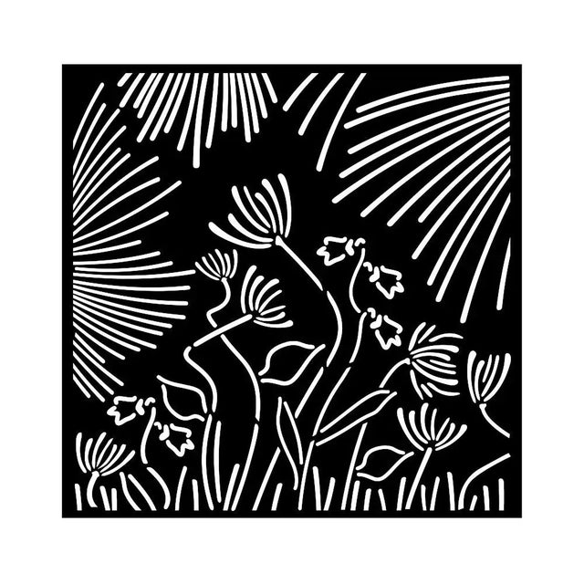 Thick Stencil 18 x 18 cm - Forest - Abstract Flowers - 1 - Stamperia - Tidformera