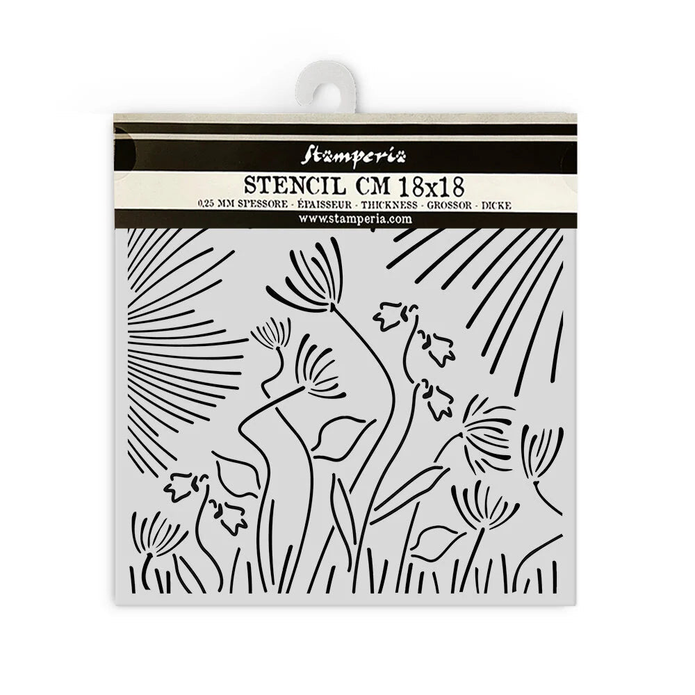 Thick Stencil 18 x 18 cm - Forest - Abstract Flowers - 2 - Stamperia - Tidformera