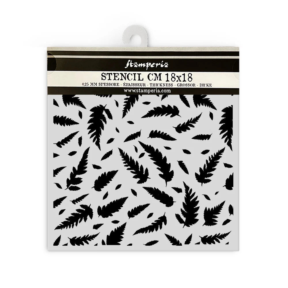 Thick Stencil 18 x 18 cm - Forest - Leaves Pattern - 2 - Stamperia - Tidformera