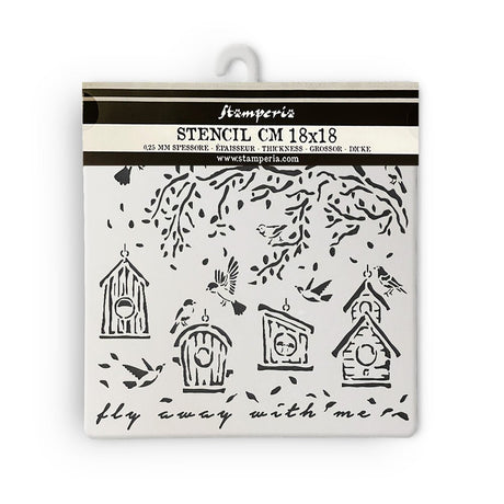 Thick Stencil 18 x 18 cm - Garden - Nests - 2 - Stamperia - Tidformera
