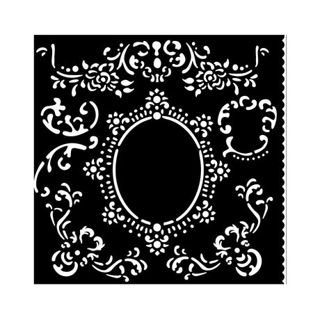 Thick Stencil 18 x 18 cm - House of Roses - Border with Frame - 2 - Stamperia - Tidformera