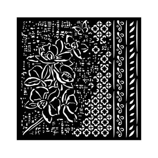 Thick Stencil 18 x 18 cm - Orchids and Cats - Orchid Pattern - 1 - Stamperia - Tidformera