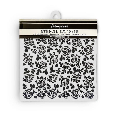 Thick Stencil 18 x 18 cm - Precious - Roses Pattern - 2 - Stamperia - Tidformera