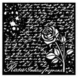 Thick Stencil 18 x 18 cm - Rose Parfum - Manuscript with Rose - 1 - Stamperia - Tidformera
