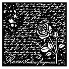 Thick Stencil 18 x 18 cm - Rose Parfum - Manuscript with Rose - 1 - Stamperia - Tidformera