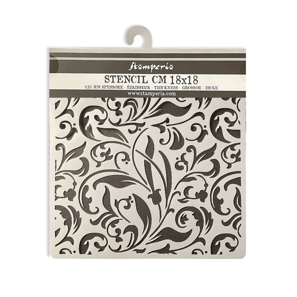 Thick Stencil 18 x 18 cm - Rose Parfum - Texture - 2 - Stamperia - Tidformera