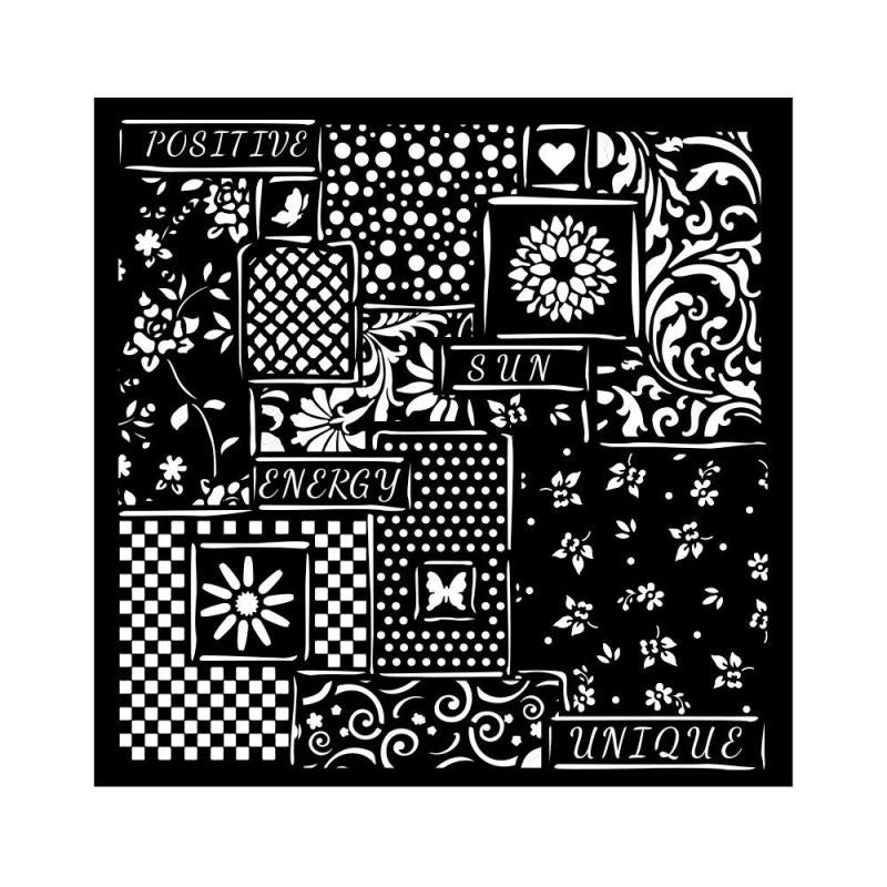Thick Stencil 18 x 18 cm - Sunflower Art - Patchwork - 1 - Stamperia - Tidformera