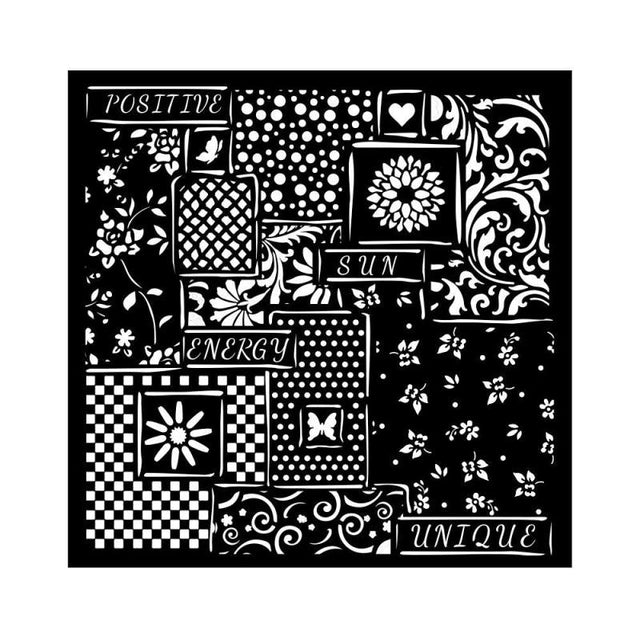 Thick Stencil 18 x 18 cm - Sunflower Art - Patchwork - 1 - Stamperia - Tidformera