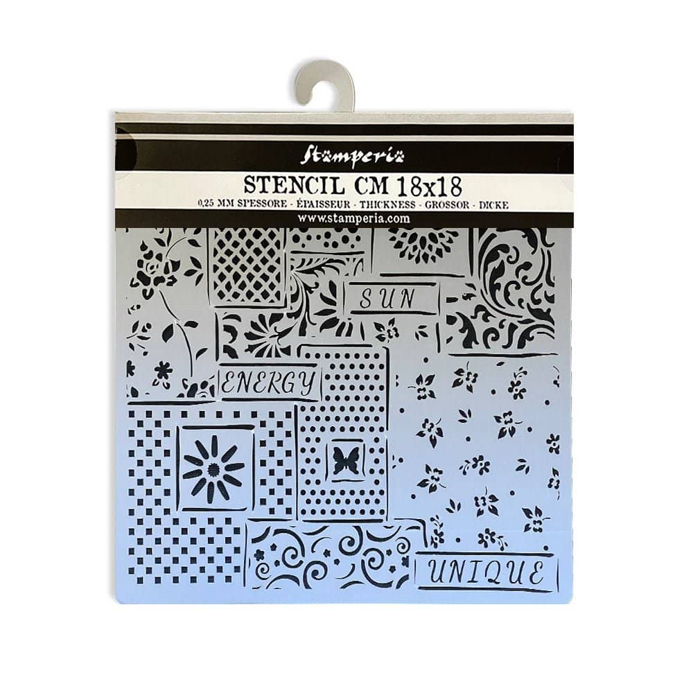 Thick Stencil 18 x 18 cm - Sunflower Art - Patchwork - 2 - Stamperia - Tidformera