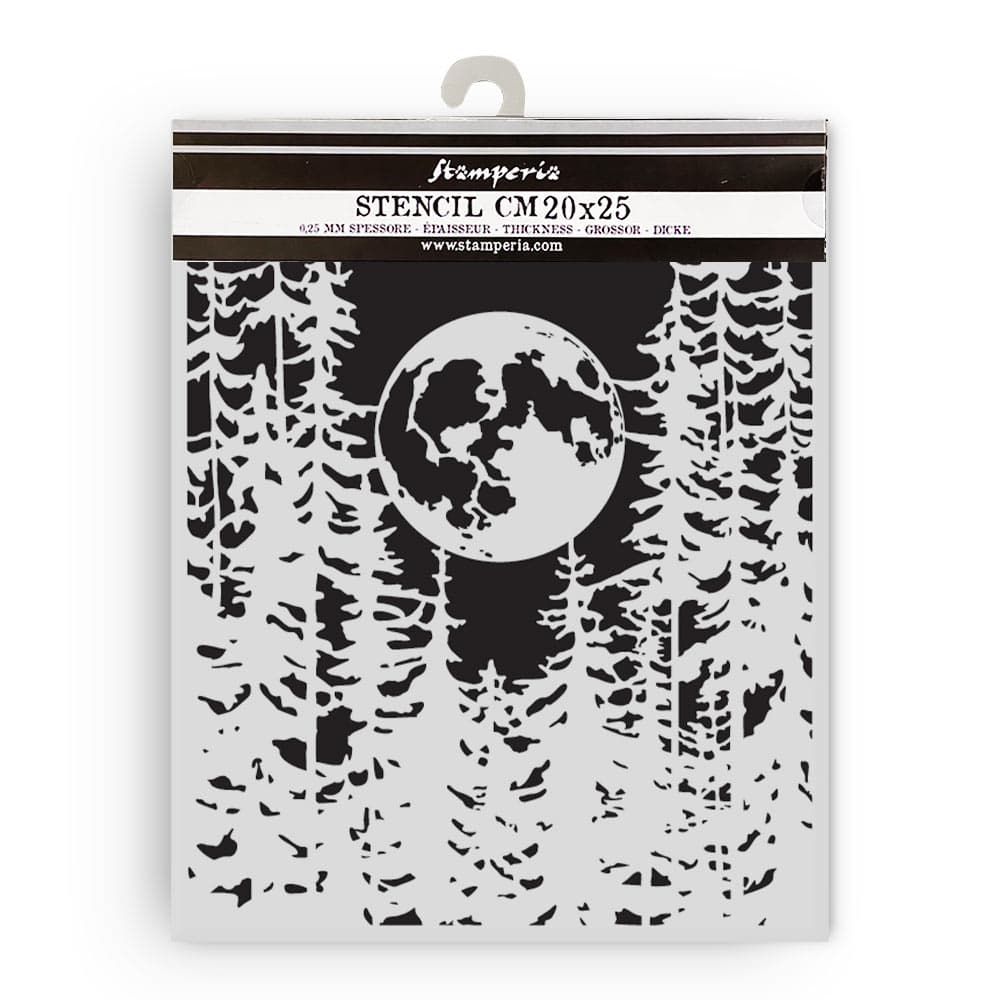Thick Stencil 20 x 25 cm - Herbarium Silvae - Moon in the Forest - 1 - Stamperia - Tidformera