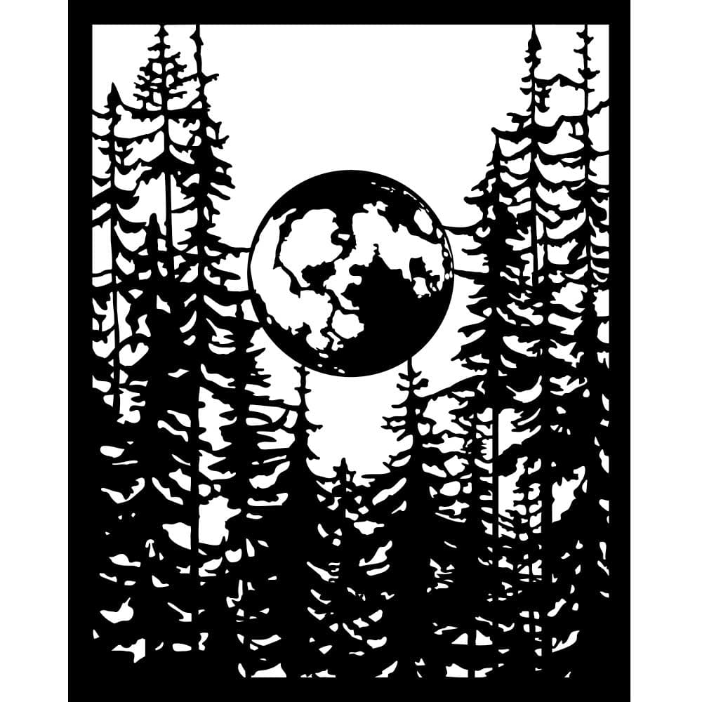 Thick Stencil 20 x 25 cm - Herbarium Silvae - Moon in the Forest - 2 - Stamperia - Tidformera
