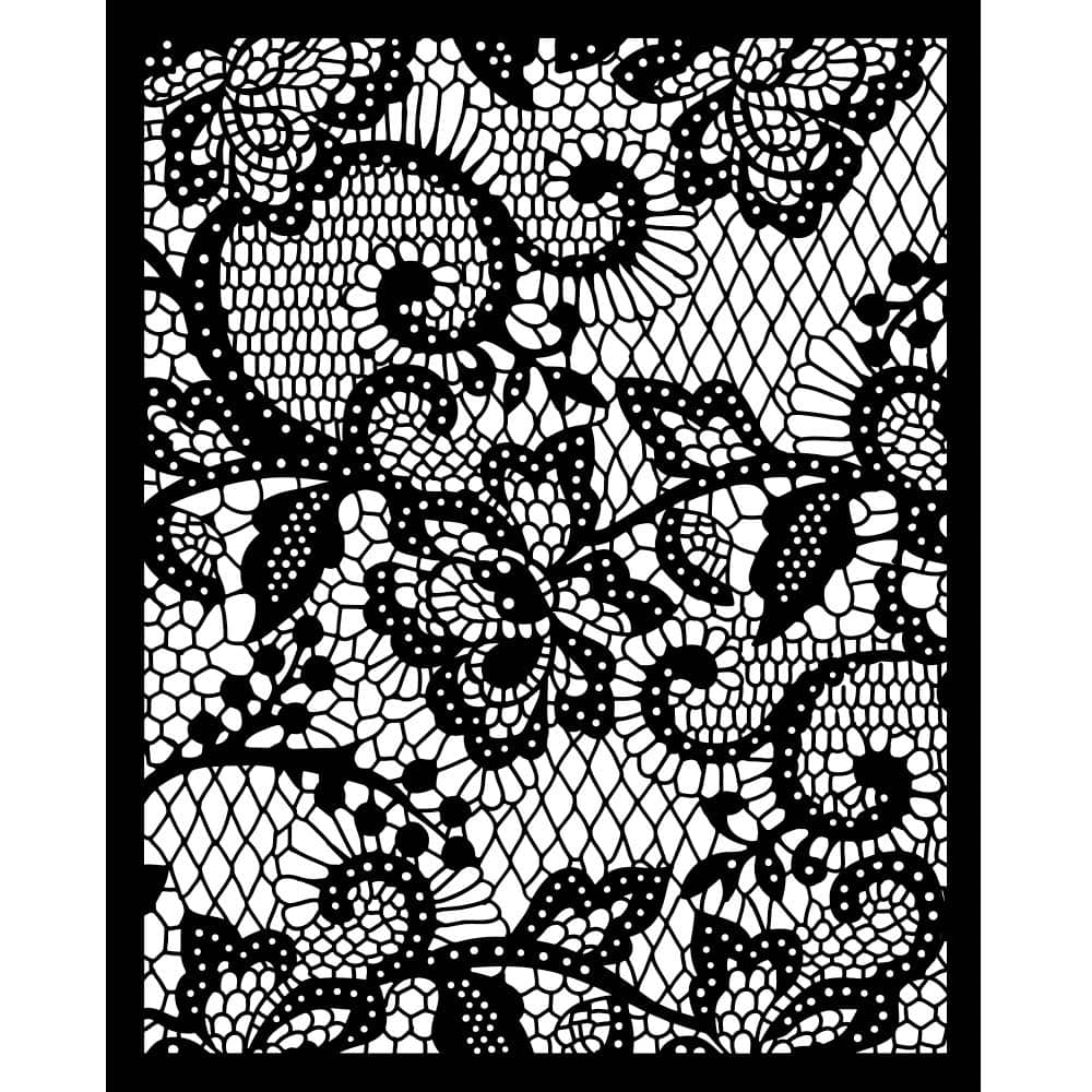 Thick Stencil 20 x 25 cm - Quiet Days - Floral Lace - 2 - Stamperia - Tidformera