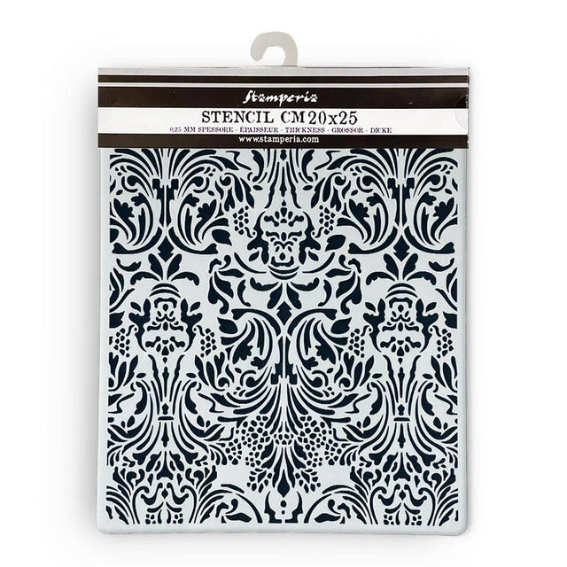 Thick Stencil 20 x 25 cm - Sir Vagabond in Fantasy World - Damasque - 1 - Stamperia - Tidformera