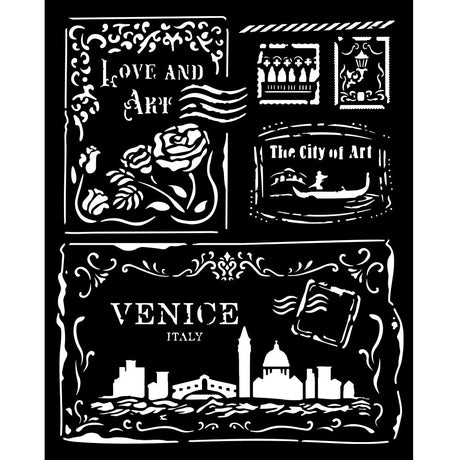 Thick Stencil 20 x 25 cm - Venice City of Art - Cards - 2 - Stamperia - Tidformera