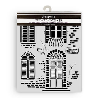 Thick Stencil 20 x 25 cm - Venice City of Art - Windows - 1 - Stamperia - Tidformera