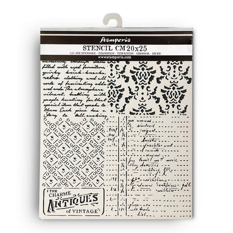 Thick Stencil 20 x 25 cm - Brocante Antiques - Mixed Patterns - 2 - Stamperia - Tidformera
