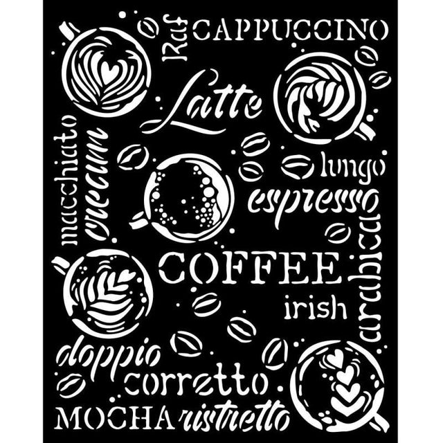 Thick Stencil 20 x 25 cm - Coffee and Chocolate - Cappuccino - 1 - Stamperia - Tidformera