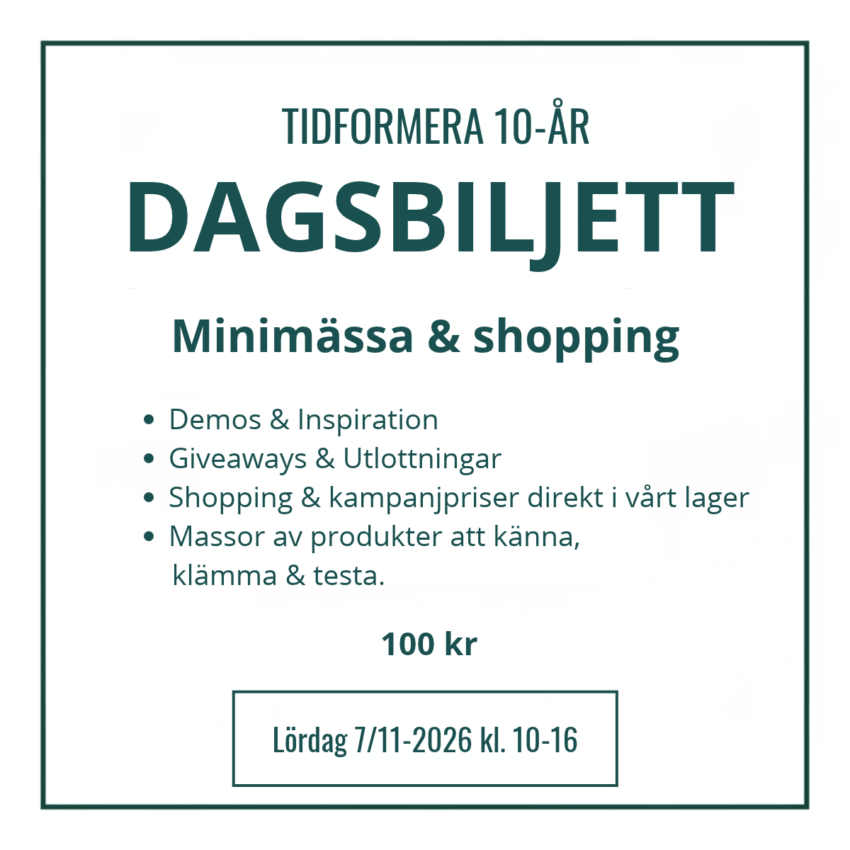 Tidformera 10 år! Dagsbiljett - Lördag 7 november - 1 - Tidformera - Tidformera