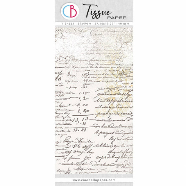 Tissue paper - 69 x 49 cm - Handwritten page - 1 - Ciao Bella - Tidformera