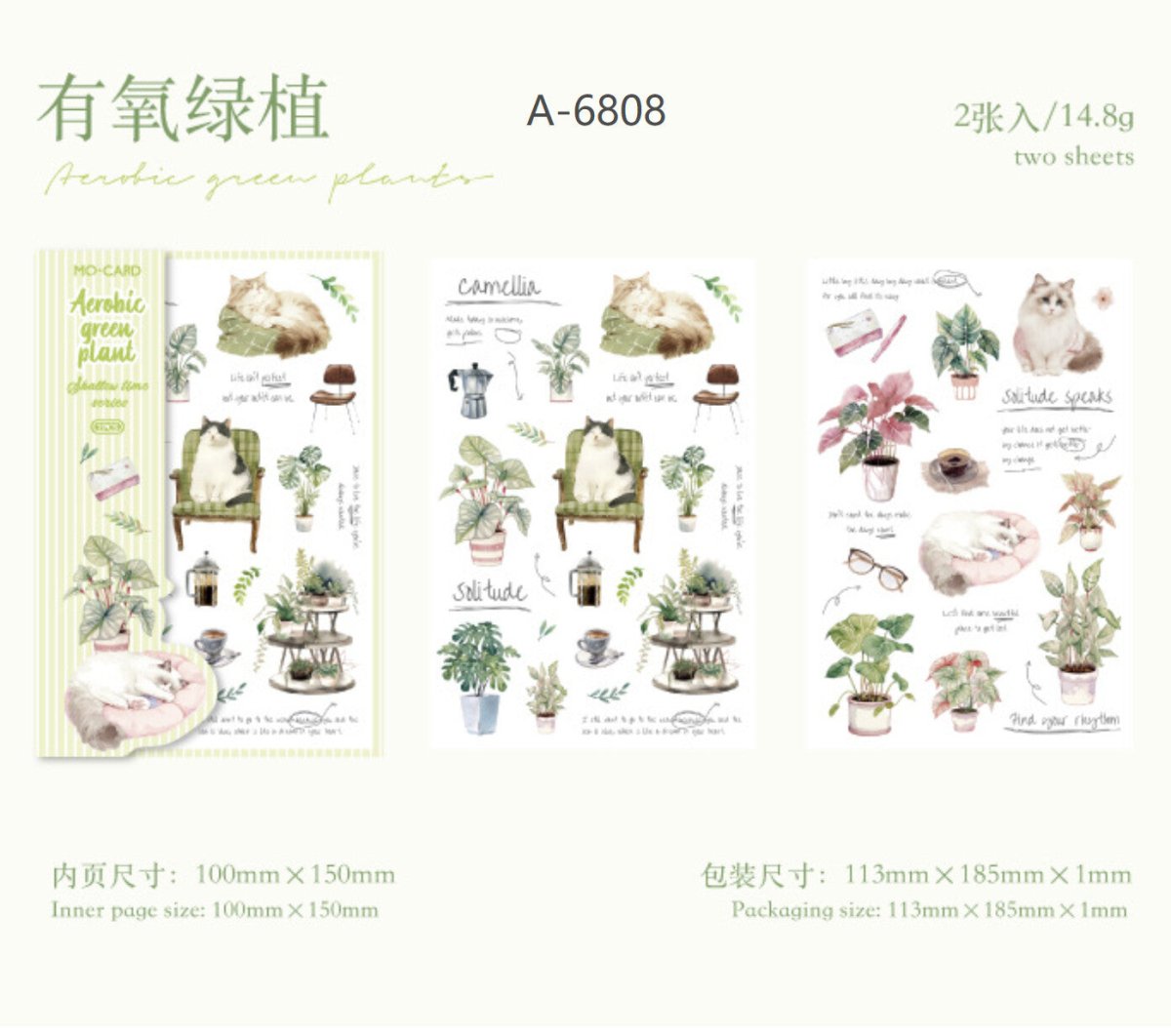 Transfer sticker - 2 - pack - Aerobic green plant - 1 - Mo Card - Tidformera