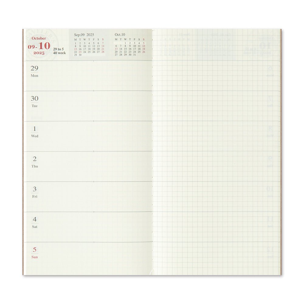 TRC 2025 Weekly + Memo Diary Regular size - 5 - Traveler's Company - Tidformera