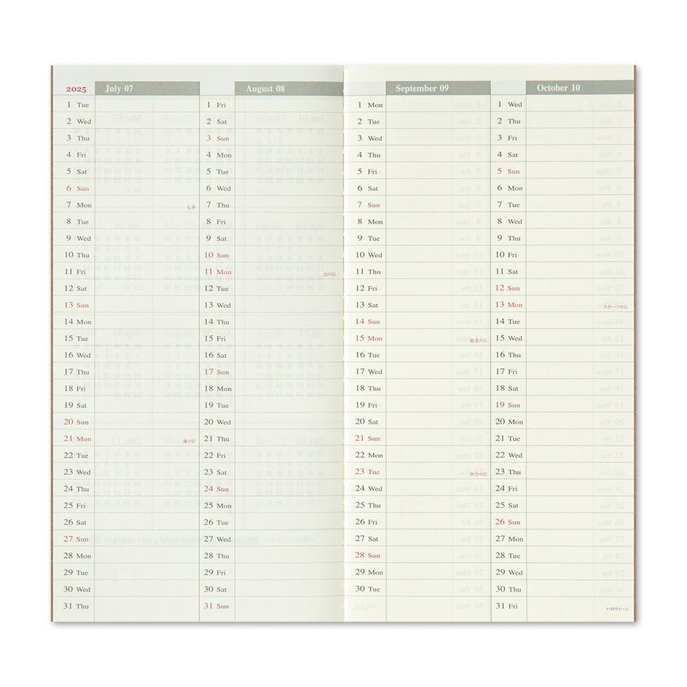 TRC 2025 Weekly + Memo Diary Regular size - 4 - Traveler's Company - Tidformera