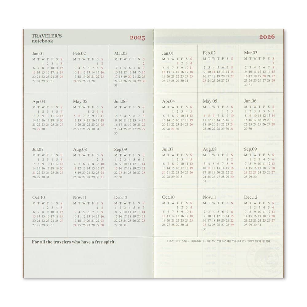 TRC 2025 Weekly + Memo Diary Regular size - 7 - Traveler's Company - Tidformera