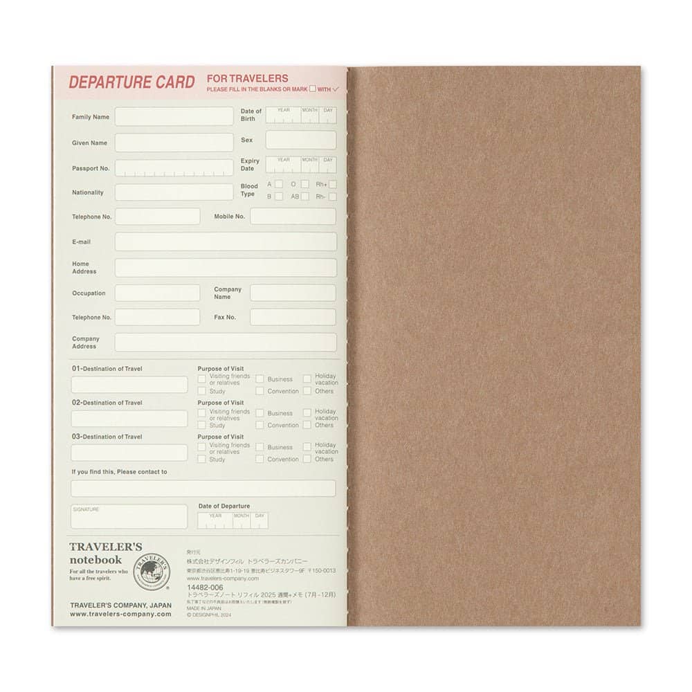 TRC 2025 Weekly + Memo Diary Regular size - 6 - Traveler's Company - Tidformera