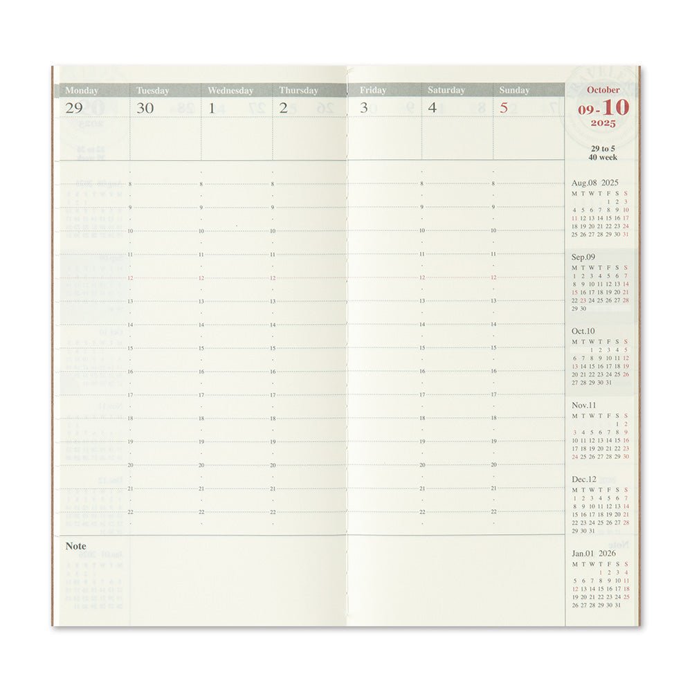 TRC 2025 Weekly Vertical Diary Regular size - 6 - Traveler's Company - Tidformera