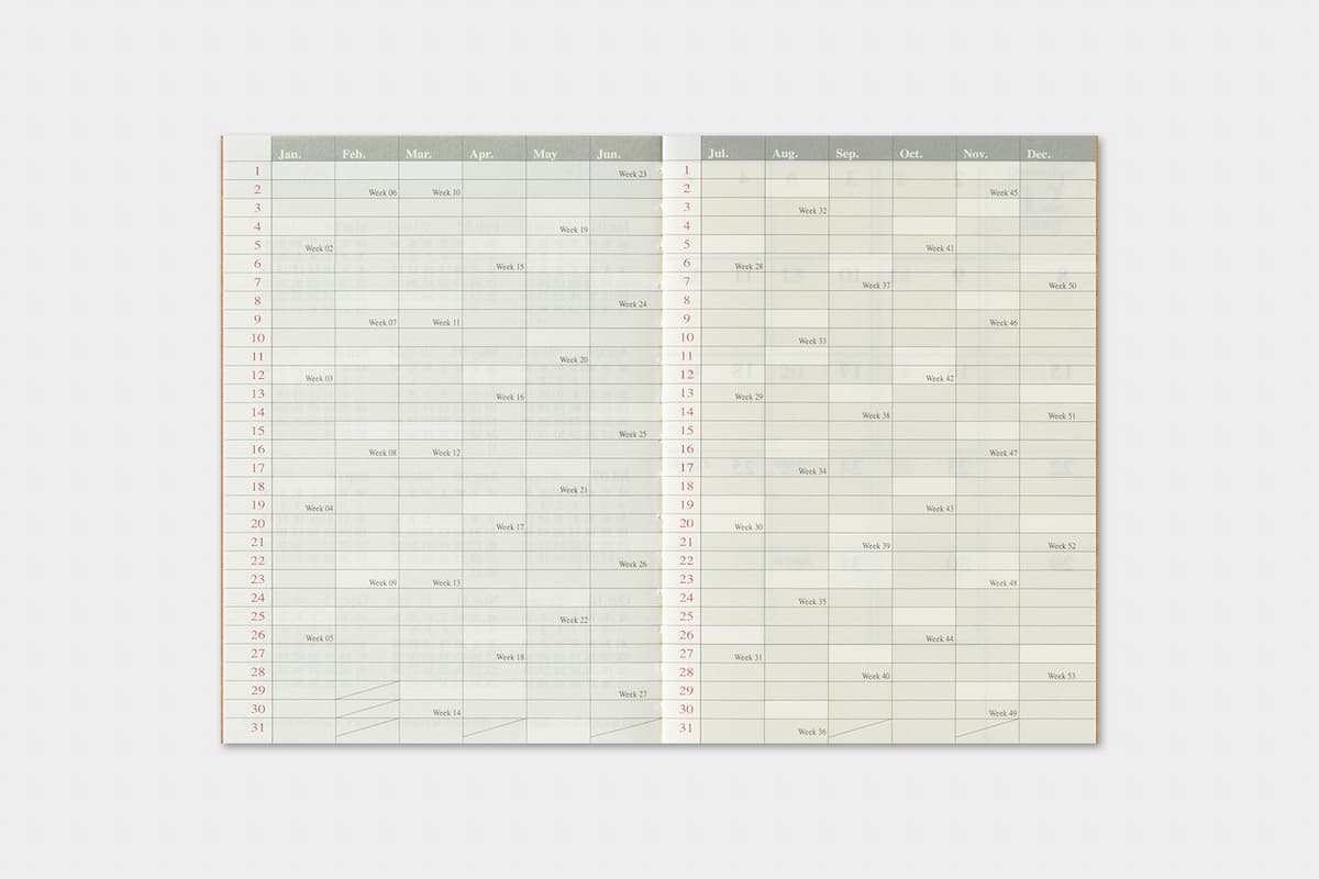 TRC 2026 Monthly Diary Passport size - 5 - Traveler's Company - Tidformera