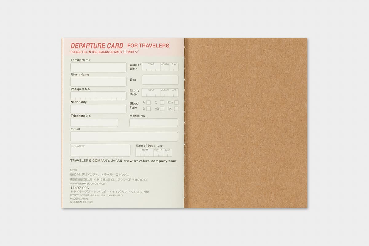 TRC 2026 Monthly Diary Passport size - 10 - Traveler's Company - Tidformera