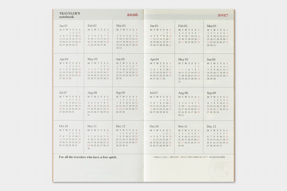 TRC 2026 Monthly Diary Regular size - 4 - Traveler's Company - Tidformera