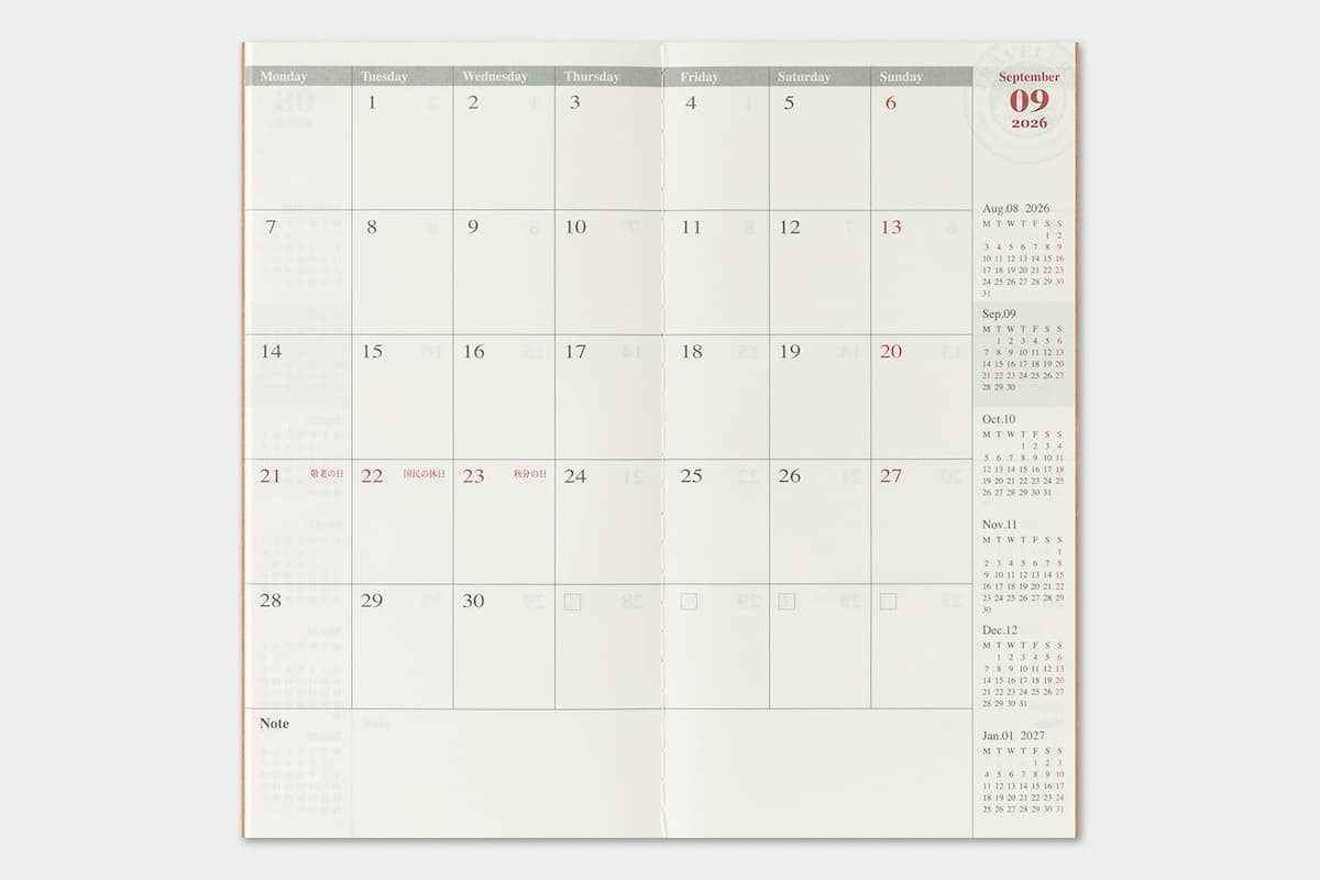 TRC 2026 Monthly Diary Regular size - 6 - Traveler's Company - Tidformera