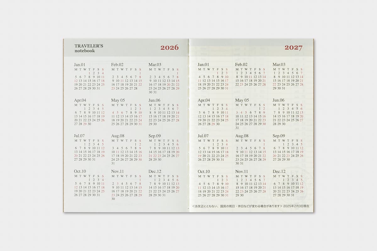 TRC 2026 Weekly Diary Passport size - 4 - Traveler's Company - Tidformera