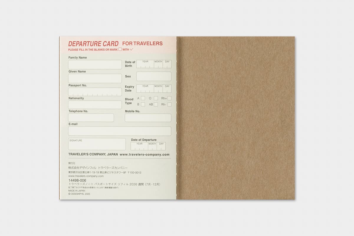 TRC 2026 Weekly Diary Passport size - 11 - Traveler's Company - Tidformera