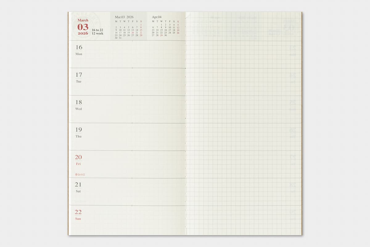 TRC 2026 Weekly + Memo Diary Regular size - 6 - Traveler's Company - Tidformera